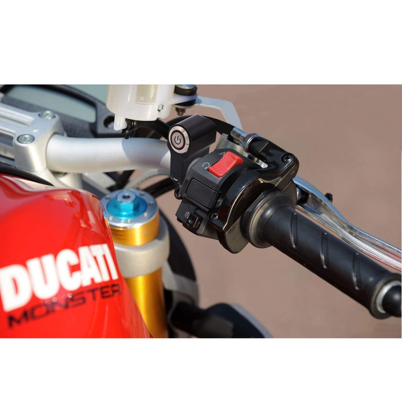 Jeemitery CNC Aluminum Motorcycle Handlebar Switch for 7/8" Bars, 12V 10A ON-Off Switch with Waterproof Rocker & LED Light (Red) for Fog Lights, Horn, Headlight - Image 3